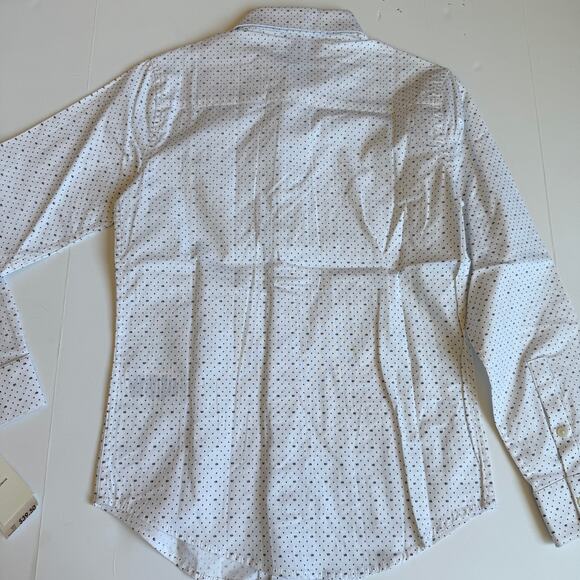 NEW Calvin Klein Slim Fit + Stretch Dress Shirt Black White 10 - Picture 9 of 10